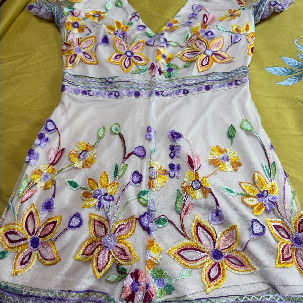 Floral Embroidered Women's Romper